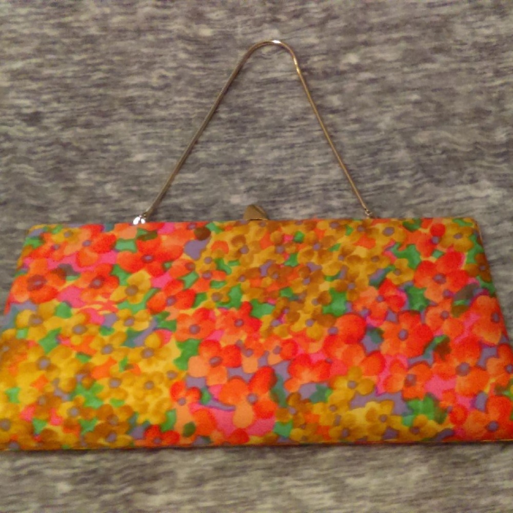 Leon Brand vintage orange/yellow floral clutch - Picture 2 of 4